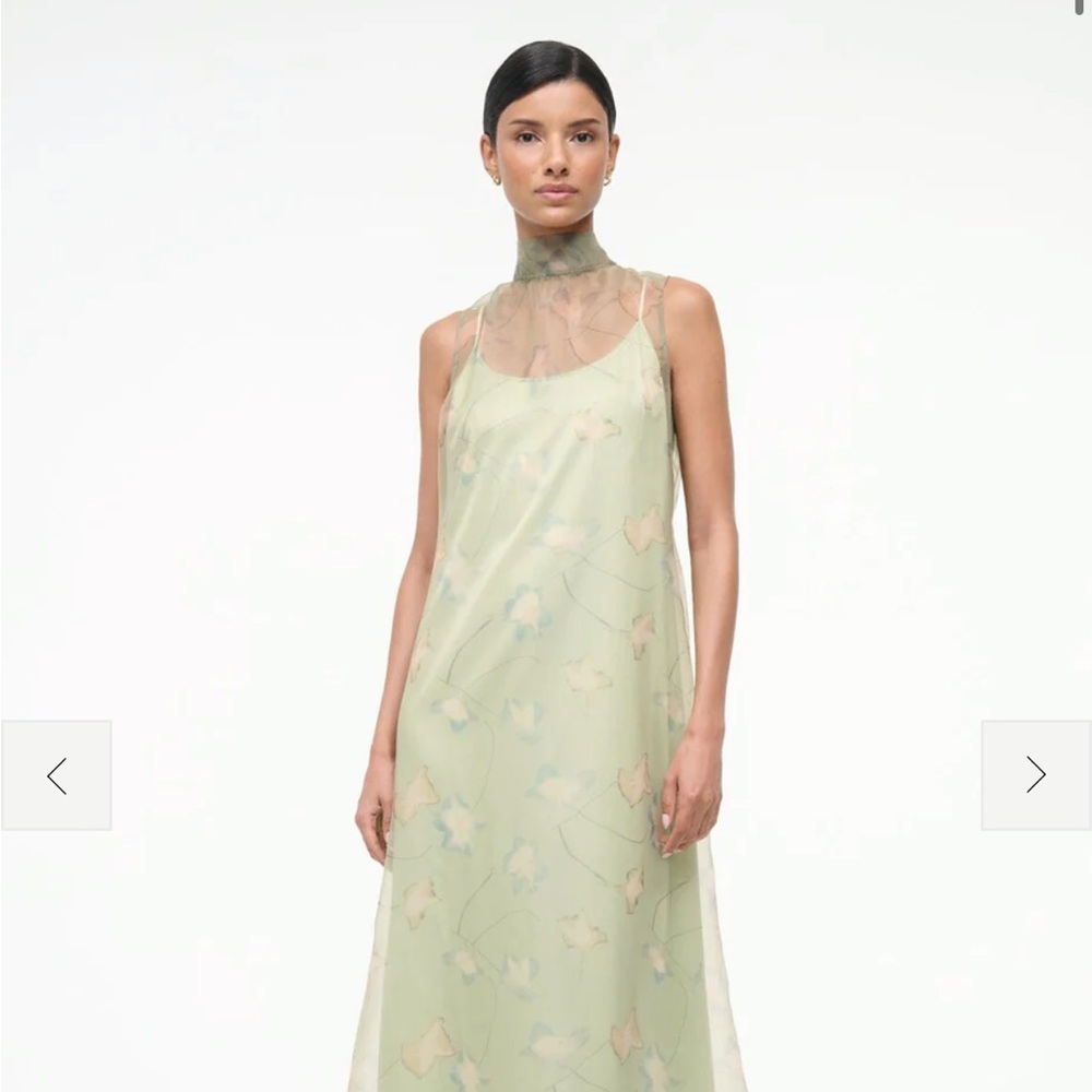 STAUD Light Green Floral Maxi Dress